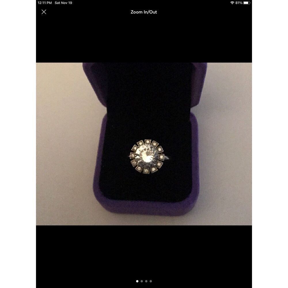 Beautiful 4 Ct. Round Cut Sim Diamond Starburst Design Ring Sz 8~.925 Sterling